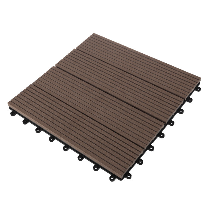 Pure Garden Deck Tiles 6Pack Wood Plastic Composite Interlocking